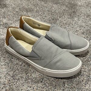 Women’s Toms Slip-On Loafers in Light Gray with Tan Heel Accent